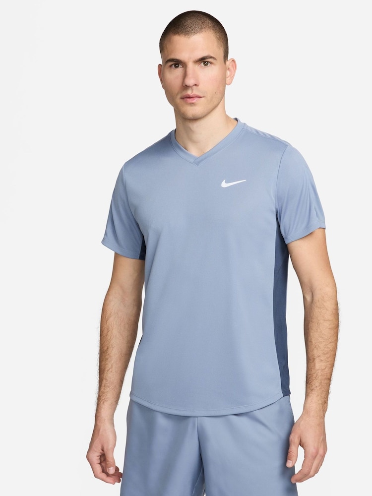 Nike Navy/ Blue Dri-FIT Court Victory Tennis T-Shirt - Image 1 of 5