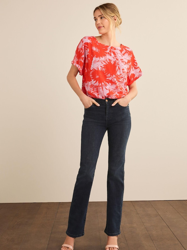 Red/Pink Floral Short Sleeve Curved Hem T-Shirt - Image 2 of 6