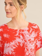Red/Pink Floral Short Sleeve Curved Hem T-Shirt - Image 4 of 6