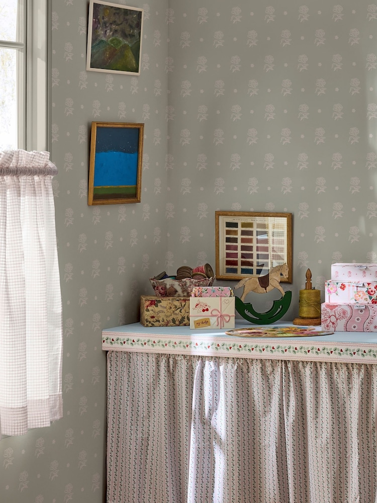 Cath Kidston Sage Spitalfield Bunches 10M Wallpaper - Image 1 of 5 Cath Kidston Sage Spitalfield Bunches 10M Wallpaper - Image 1 of 5