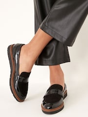 Black Forever Comfort® Brogue Detail Chunky Sole Loafers - Image 1 of 9