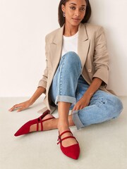 Red Forever Comfort® Double Buckle Slingback Shoes - Image 2 of 10