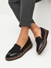 Black Forever Comfort® Brogue Detail Chunky Sole Loafers - Image 1 of 8
