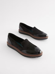 Black Forever Comfort® Brogue Detail Chunky Sole Loafers - Image 3 of 8