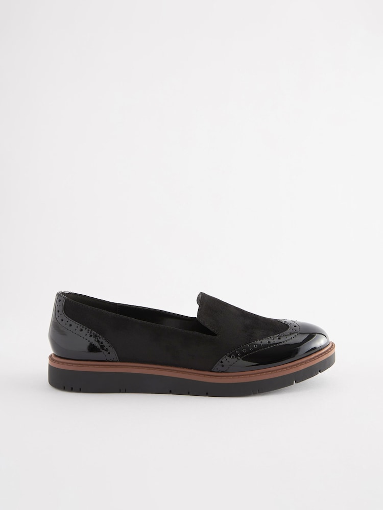 Black Forever Comfort® Brogue Detail Chunky Sole Loafers - Image 4 of 8