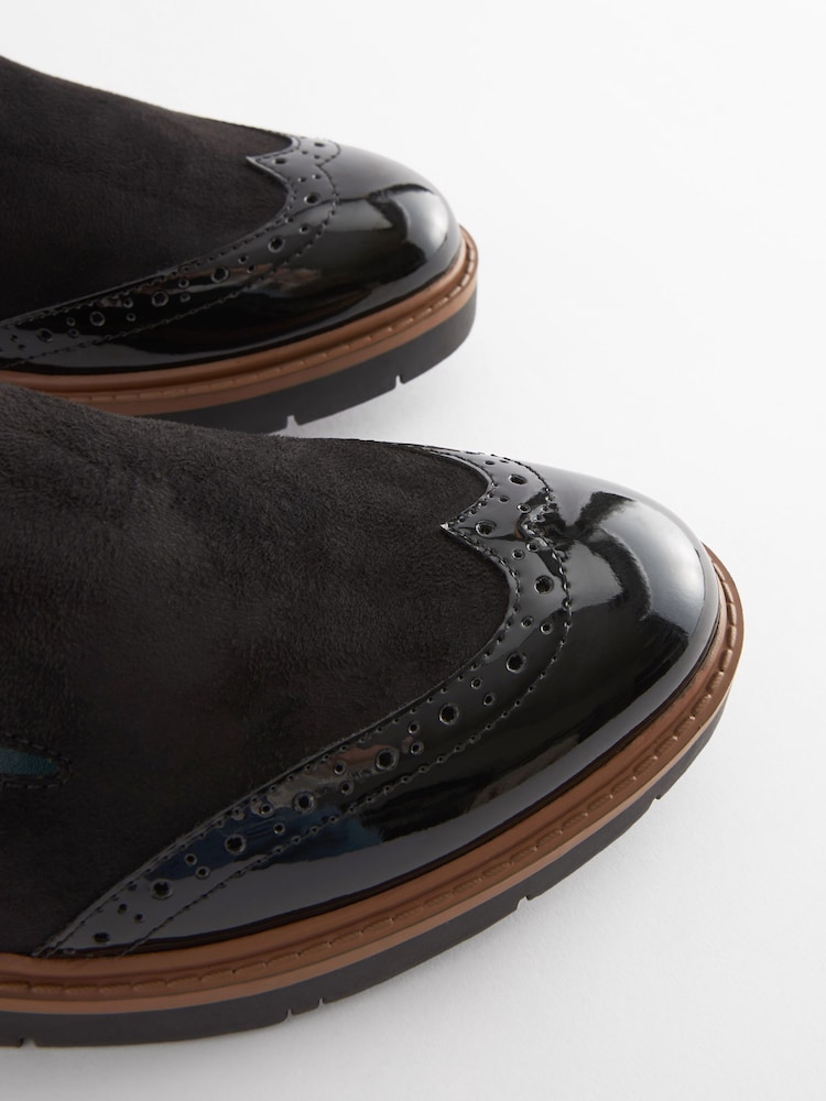 Black Forever Comfort® Brogue Detail Chunky Sole Loafers - Image 5 of 8