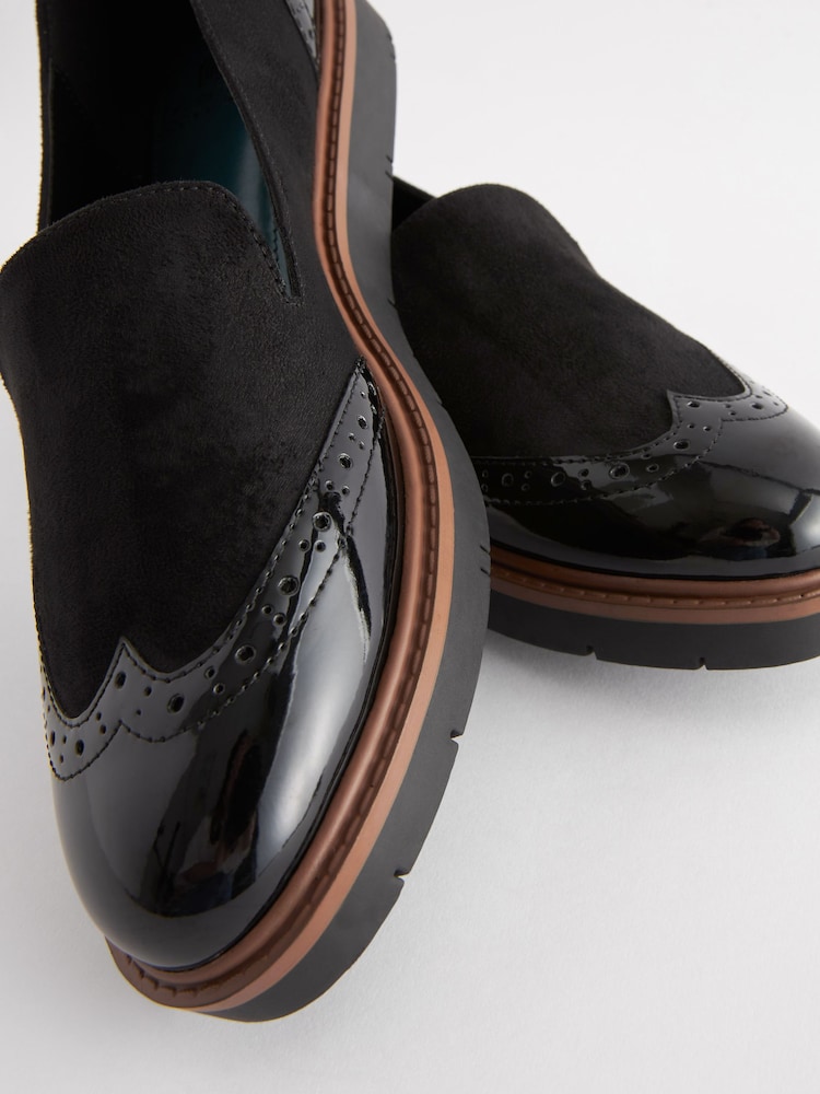 Black Forever Comfort® Brogue Detail Chunky Sole Loafers - Image 6 of 8