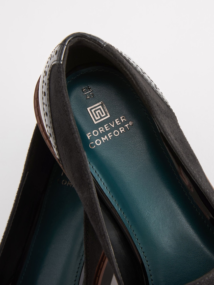 Black Forever Comfort® Brogue Detail Chunky Sole Loafers - Image 7 of 8