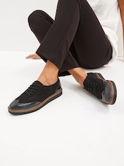 Black Standard/Wide Fit Forever Comfort® Brogue Lace Up Chunky Sole Shoes - Image 1 of 8