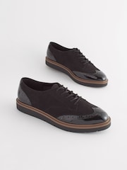 Black Standard/Wide Fit Forever Comfort® Brogue Lace Up Chunky Sole Shoes - Image 3 of 8
