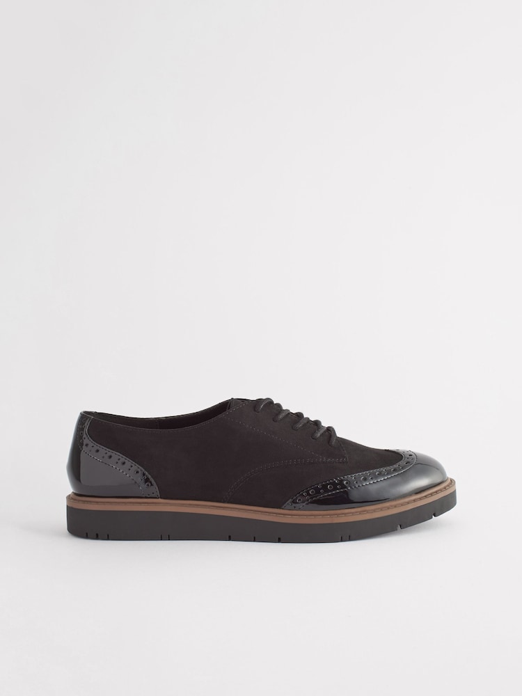 Black Standard/Wide Fit Forever Comfort® Brogue Lace Up Chunky Sole Shoes - Image 4 of 8