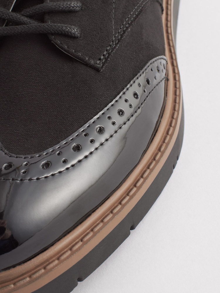 Black Standard/Wide Fit Forever Comfort® Brogue Lace Up Chunky Sole Shoes - Image 8 of 8