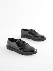 Black Patent Standard/Wide Fit Forever Comfort® Brogue Lace Up Chunky Sole Shoes - Image 3 of 9