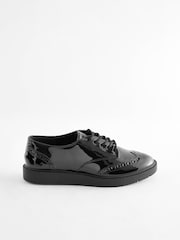 Black Patent Standard/Wide Fit Forever Comfort® Brogue Lace Up Chunky Sole Shoes - Image 4 of 9