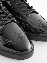 Black Patent Standard/Wide Fit Forever Comfort® Brogue Lace Up Chunky Sole Shoes - Image 8 of 9