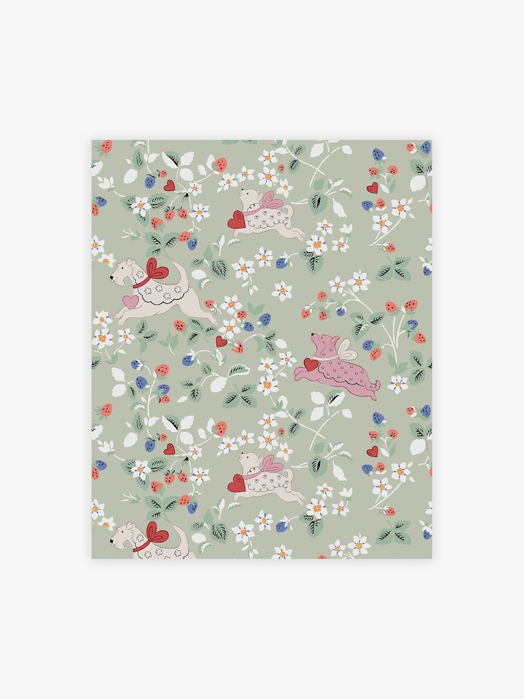 Cath Kidston Sage Puppy Dream Floral 10M Wallpaper - Image 2 of 4 Cath Kidston Sage Puppy Dream Floral 10M Wallpaper - Image 2 of 4