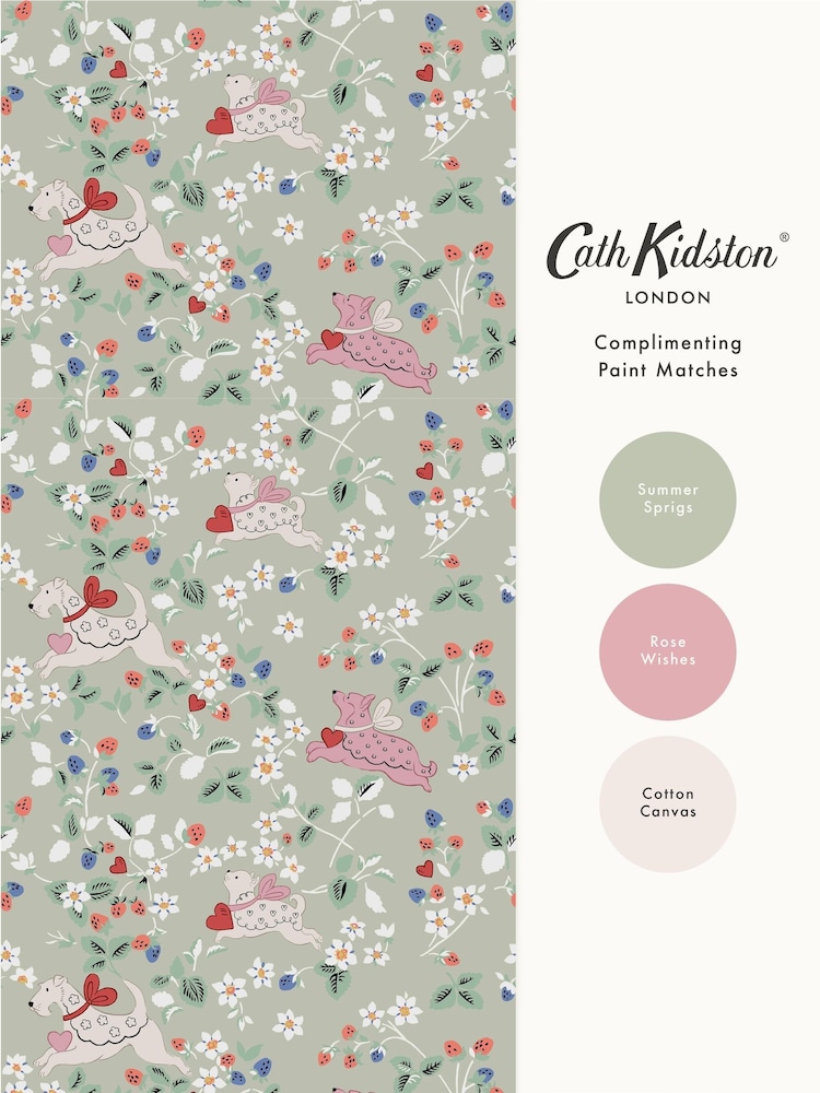 Cath Kidston Sage Puppy Dream Floral 10M Wallpaper - Image 4 of 4 Cath Kidston Sage Puppy Dream Floral 10M Wallpaper - Image 4 of 4