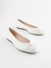Ivory White Wedding Satin Ballerina Bridal Shoes - Image 3 of 7