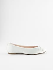 Ivory White Wedding Satin Ballerina Bridal Shoes - Image 4 of 7