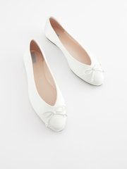 Ivory White Wedding Satin Ballerina Bridal Shoes - Image 5 of 7