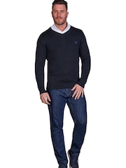 Raging Bull Blue Classic V Neck Knit - Image 3 of 7