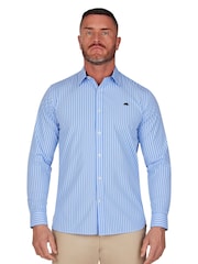 Raging Bull Blue Classic Long Sleeve Stripe 100% Cotton Shirt - Image 1 of 8