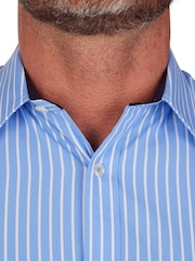 Raging Bull Blue Classic Long Sleeve Stripe 100% Cotton Shirt - Image 3 of 8