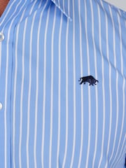 Raging Bull Blue Classic Long Sleeve Stripe 100% Cotton Shirt - Image 5 of 8