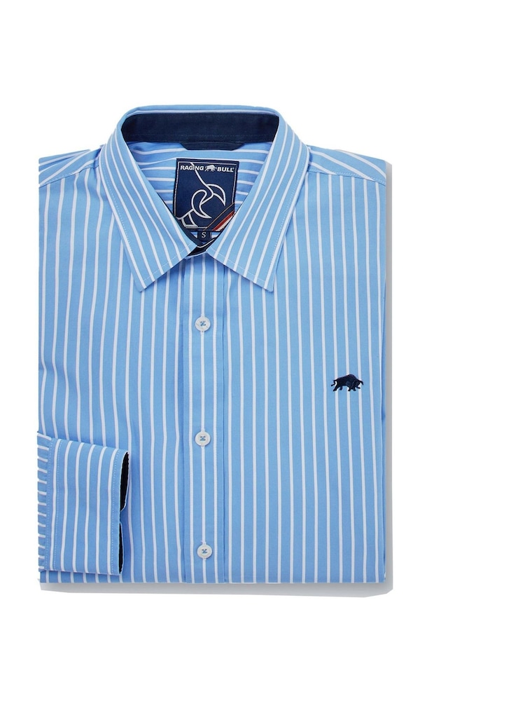 Raging Bull Blue Classic Long Sleeve Stripe 100% Cotton Shirt - Изображение 8 из 8 Raging Bull Blue Classic Long Sleeve Stripe 100% Cotton Shirt - Изображение 8 из 8