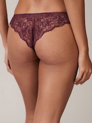 B by Ted Baker Berry Red Floral Satin Lace Brazilian Knickers - Image 4 of 8