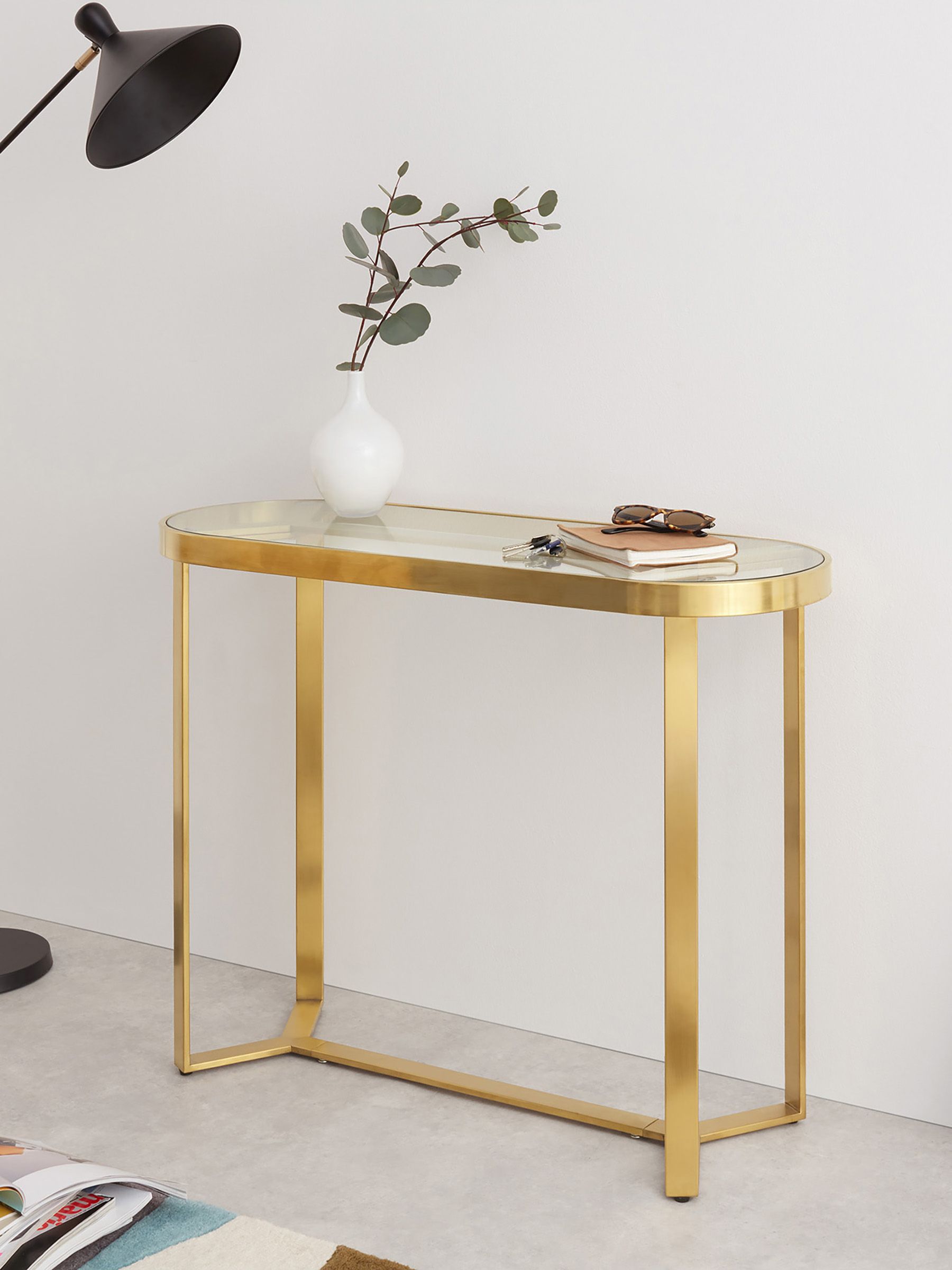 Buy MADE.COM Brushed Brass Glass Aula Console Table from the Next UK online shop