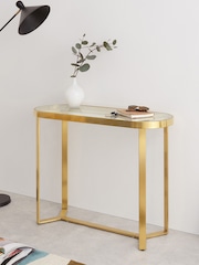 MADE.COM Brushed Brass & Glass Aula Console Table - Image 1 of 4