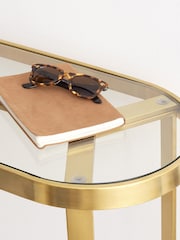 MADE.COM Brushed Brass & Glass Aula Console Table - Image 2 of 4