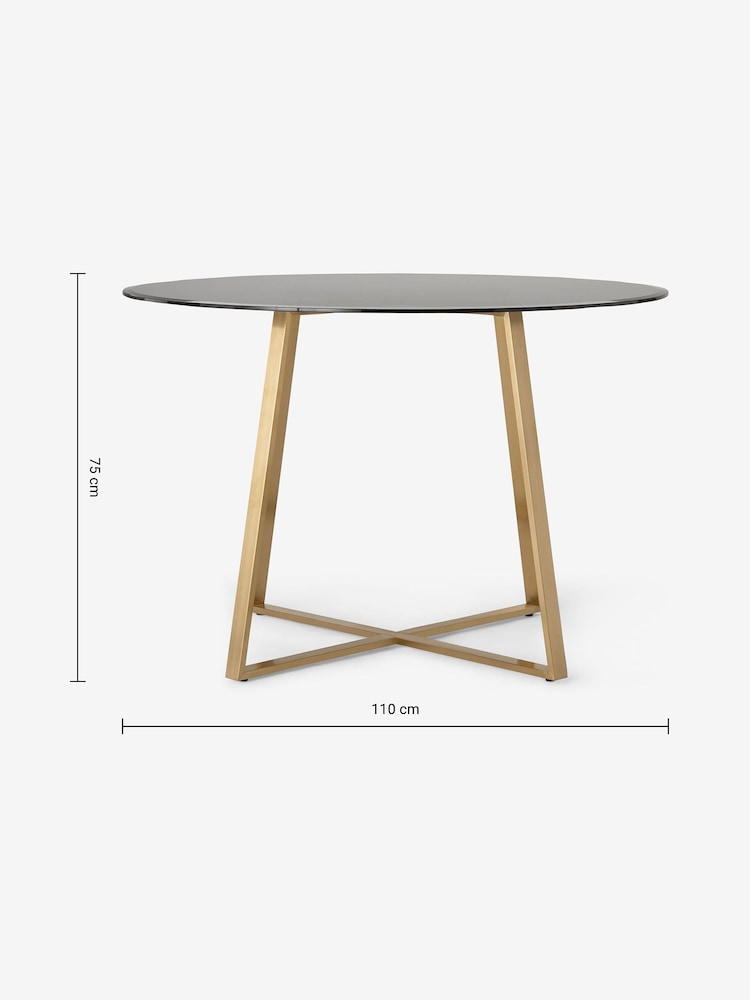 MADE.COM Brass & Smoked Glass Haku 4 Seater Round Dining Table - Image 2 of 2