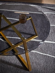MADE.COM Brass & Smoked Glass Haku Round Coffee Table - Image 2 of 4