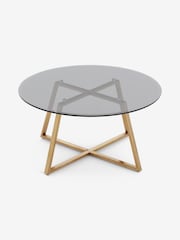 MADE.COM Brass & Smoked Glass Haku Round Coffee Table - Image 3 of 4