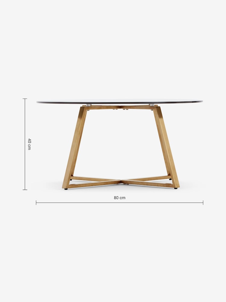 MADE.COM Brass & Smoked Glass Haku Round Coffee Table - Image 4 of 4