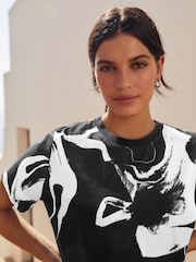 Monochrome Crew Neck Short Sleeve T-Shirt Dress - Image 3 of 6