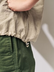 Neutral Short Sleeve Nylon Bubble Hem Top - Image 4 of 7