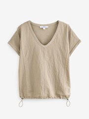 Neutral Short Sleeve Nylon Bubble Hem Top - Image 6 of 7