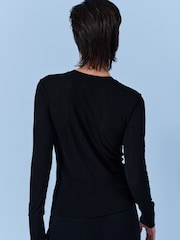 Black Long Sleeve Textured Top - Image 4 of 7