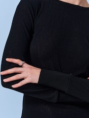 Black Long Sleeve Textured Top - Image 5 of 7