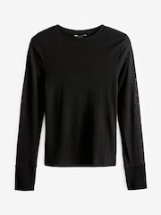 Black Long Sleeve Textured Top - Image 6 of 7