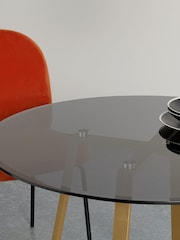 MADE.COM Brass Smoked Glass Haku 2 Seater Round Dining Table - Image 2 of 4
