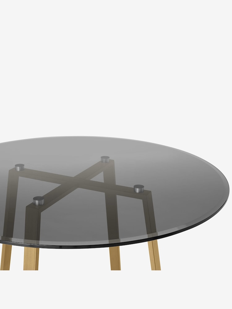 MADE.COM Brass Smoked Glass Haku 2 Seater Round Dining Table - Image 4 of 4