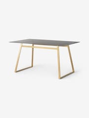 MADE.COM Brass & Smoked Glass Haku 6 Seater Rectangle Dining Table - Image 1 of 3