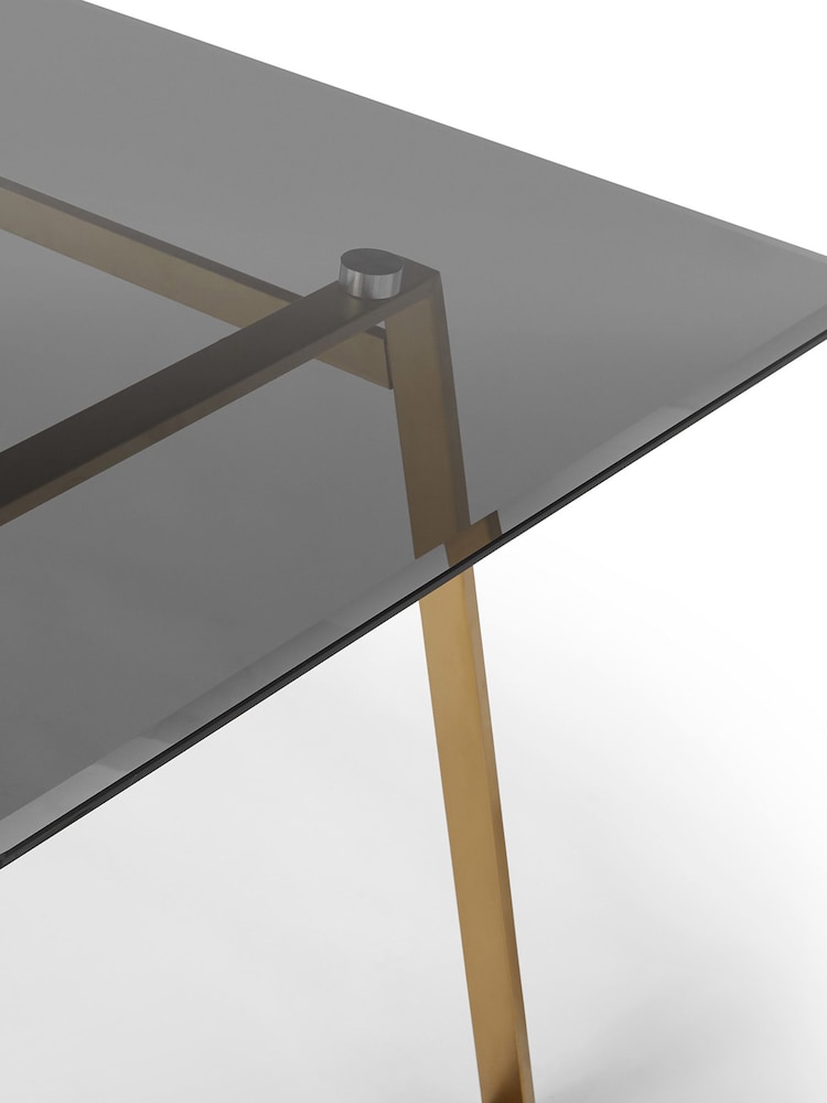 MADE.COM Brass & Smoked Glass Haku 6 Seater Rectangle Dining Table - Image 2 of 3