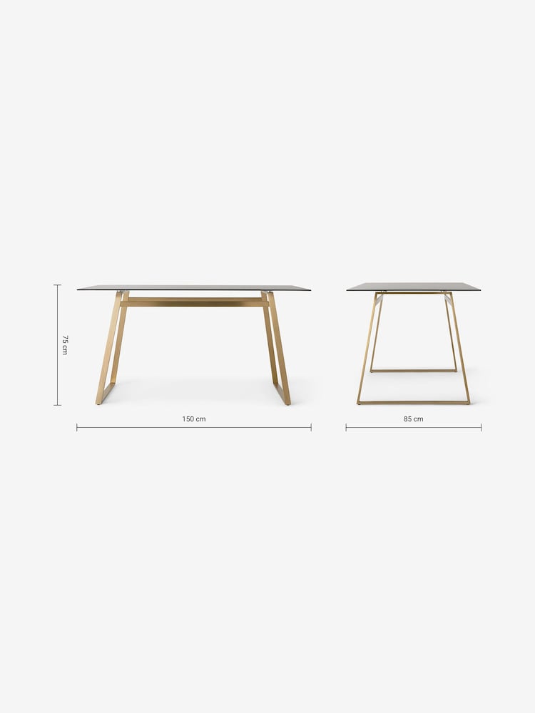 MADE.COM Brass & Smoked Glass Haku 6 Seater Rectangle Dining Table - Image 3 of 3