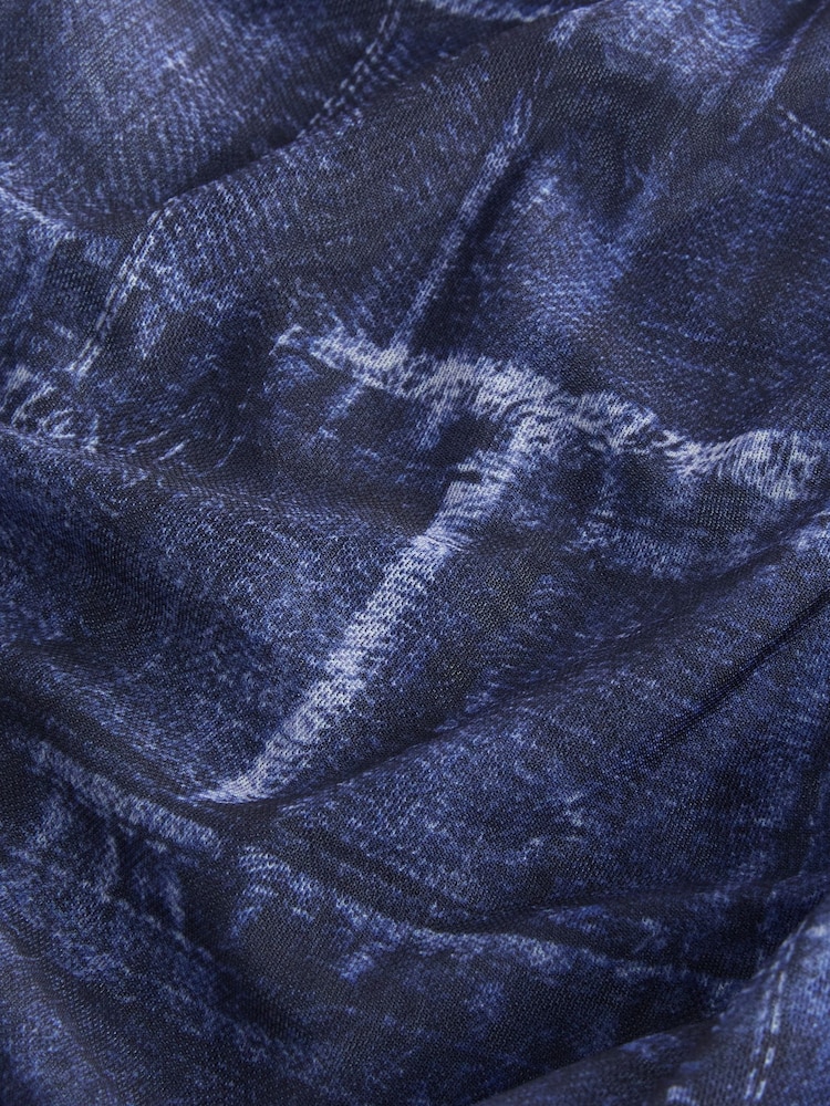 Denim Blue Long Sleeve Mesh Top - Image 6 of 6