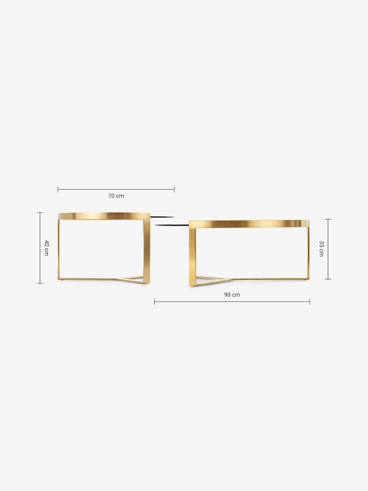 MADE.COM Brushed Brass/Glass Aula Nest of 2 Round Coffee Table - Image 3 of 3